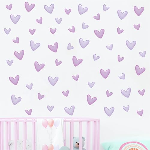 120 Pcs Purple Love Heart Wall Stickers Romantic DIY Decor for Baby Girl Nursery Bedroom