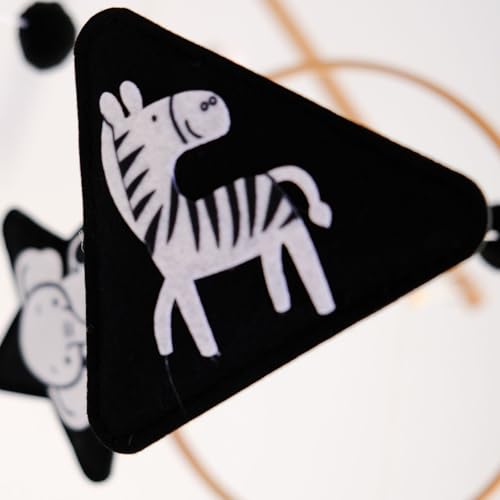 Vlokup Montessori Black White Crib Mobile with Safari Animals