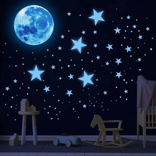 1078Pcs Glow in The Dark Stars Moon Ceiling Decor Stickers