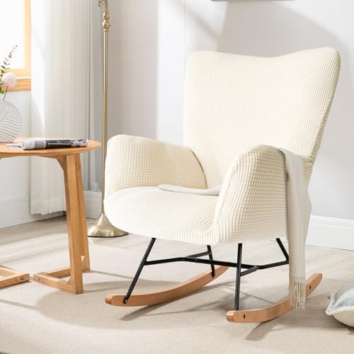 Nursery Rocking Chair Cover Soft Spandex Jacquard Slipcover with Elastic Bottom