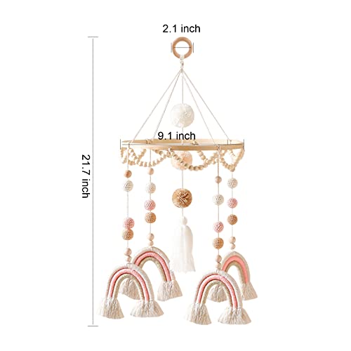 Abnilxt Boho Rainbow Crib Mobile for Newborns
