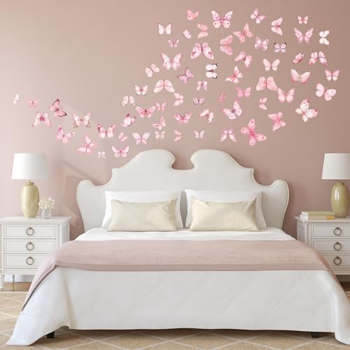 Glow in The Dark Pink Butterfly Wall Decals