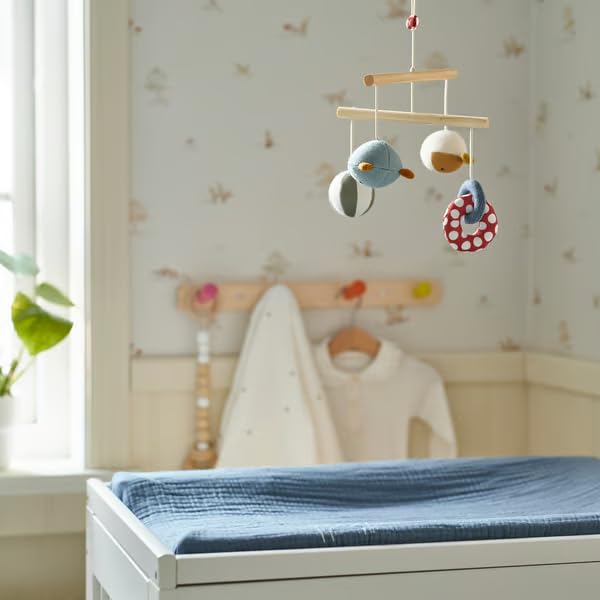 Nursery Mobile with Wooden Frame Blue and White