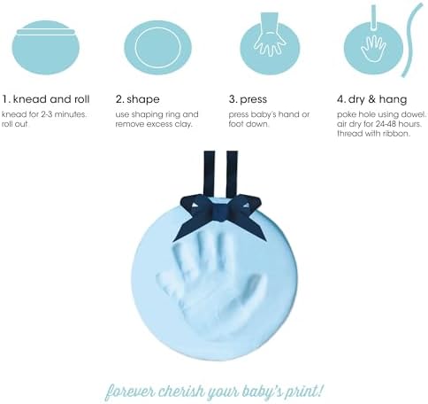 Pearhead Easy DIY Babyprints Ornament Kit with Ribbon Blue Pack of 2