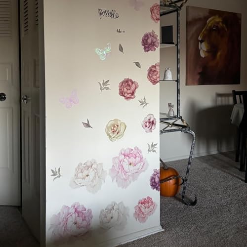 Large Floral Wall Decals 15 Peonies Stickers for Home Decor