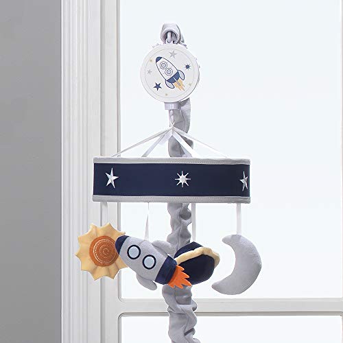 Lambs Ivy Milky Way Musical Crib Mobile - Blue Navy Gray Space Theme
