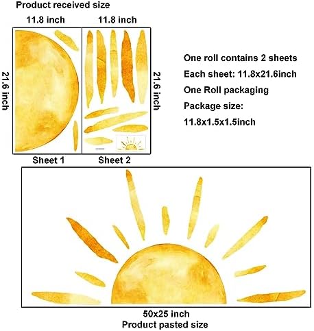 Duocheer Half Sun Wall Decal Extra Large Boho Decor