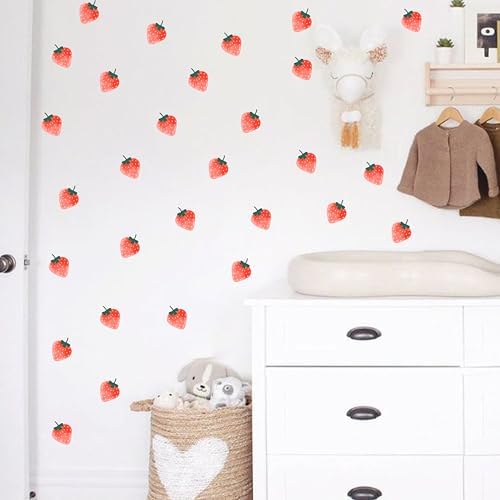 Watercolor Strawberry Wall Decals for Girls Room Decor