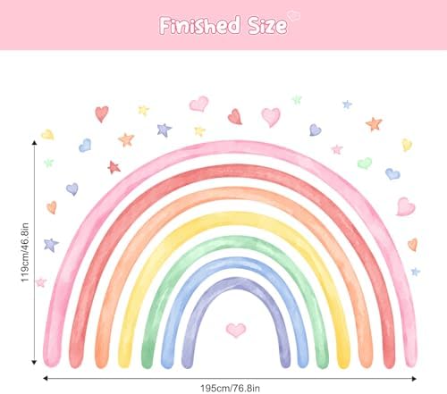 77 x 47 Rainbow Wall Decals for Kids Bedroom Playroom Classroom