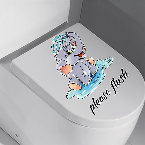 Cute Elephant Toilet Lid Wall Decal 906in x 1102in