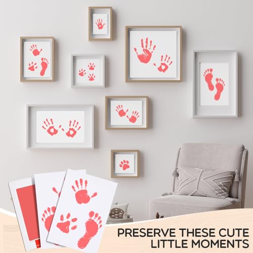 Jetec 8 Inkless Baby Footprint and Handprint Kit with Imprint Cards Pink