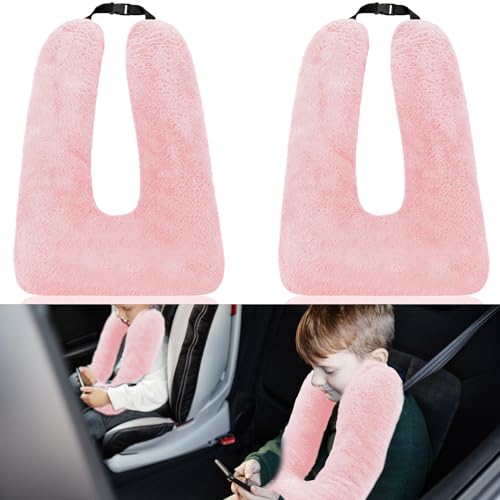 Hoteam 2 Pcs U Shaped Travel Pillow for Kids and Adults Light Pink