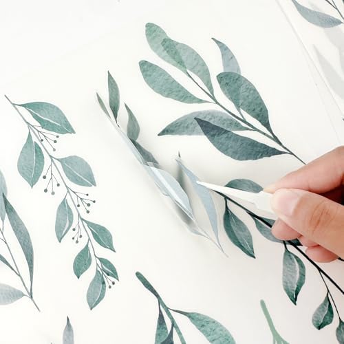 Watercolor Leaf Wall Decals 48pcs Peel and Stick Botanical Art for Nursery Office Classroom