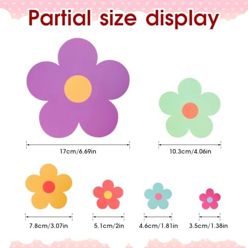 COMNICO 63pcs Colorful Y2K Floral Wall Stickers for Kids Bedroom Decor