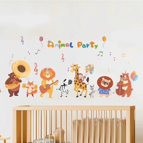 Kids Playroom Animals Wall Decals Large Colorful Wall Stickers for Nursery Daycare