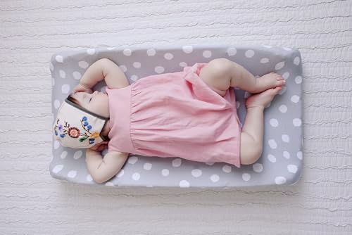 Changing Pad Cover Set Cradle Sheet 2 Pack Grey Abstract Stripes Dots