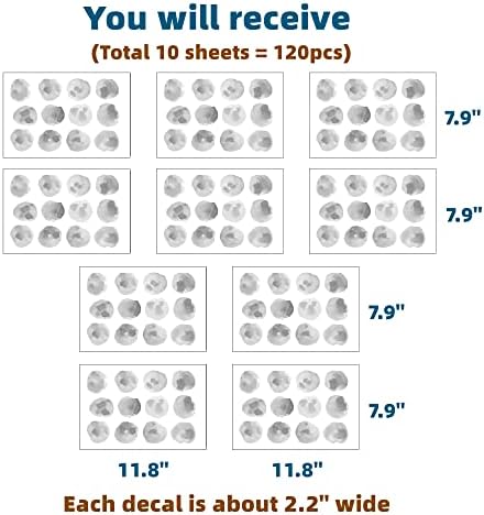 120pcs 22 Gray Polka Dots Wall Decals for Kids Removable Peel and Stick Wall Art Decor