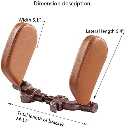 JSKRL Car Headrest Pillow 360 Adjustable PU Leather Support Cushion for Kids Adults Travel Sleeping