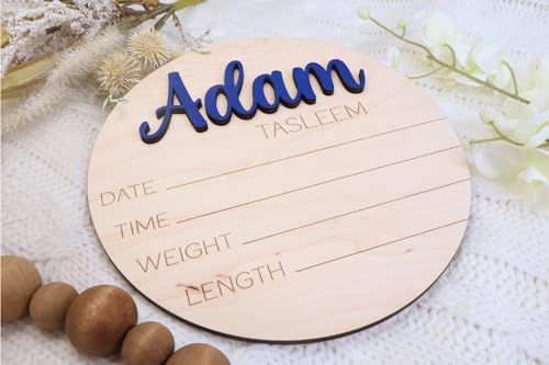 Newborn Baby Stats Sign Made of Wood