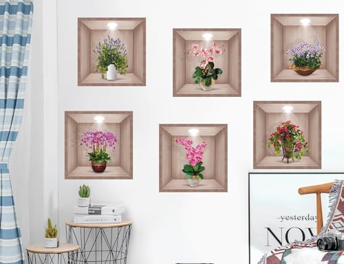 3D Green Plant Wall Decals Set of 6