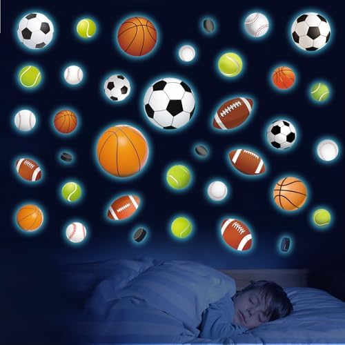 Glow in The Dark Sports Wall Decals for Kids Room