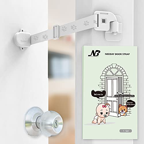 Neobay Child Proof Door Lock with Adjustable Strap and Latch