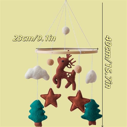 Erboinely Animal Crib Mobile Handmade Deer Decor Gender-Neutral Nursery Hanging Ornament