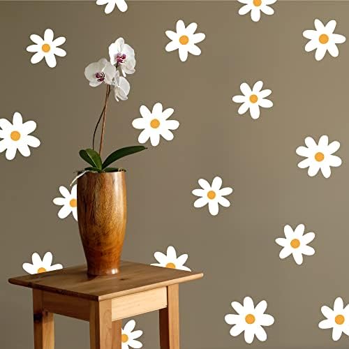 Flower Vinyl Daisy Wall Decals Peel and Stick for Nursery and Living Room