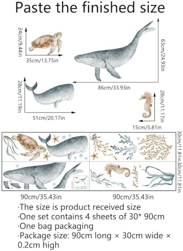 Ocean Wall Decals with Whales Turtles and Sharks