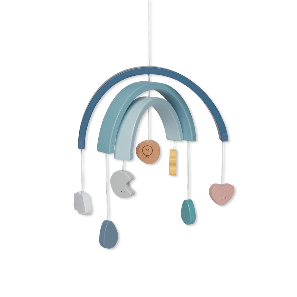 MORI Baby Wooden Rainbow Mobile Blue Boys Girls Nursery Decor