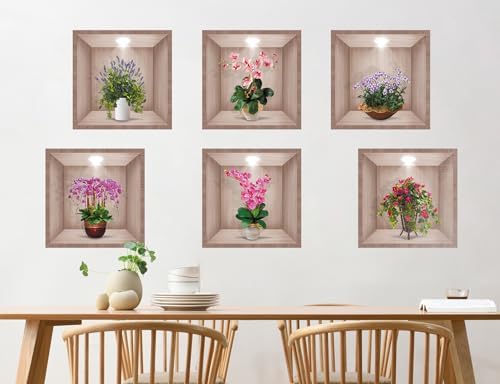 3D Green Plant Wall Decals Set of 6