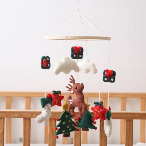 Christmas Crib Mobile Handmade Felt Reindeer Decor
