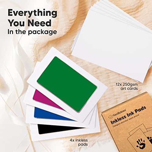 KeaBabies Inkless Hand Footprint Kit - 4 Pack for Baby Keepsakes and Newborn Memories