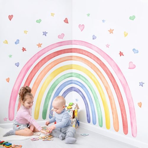 77 x 47 Rainbow Wall Decals for Kids Bedroom Playroom Classroom