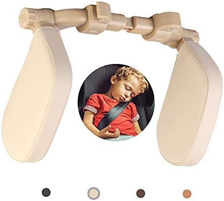 JSKRL Car Headrest Pillow 360 Adjustable PU Leather Head Neck Support for Kids Adults Travel Sleeping