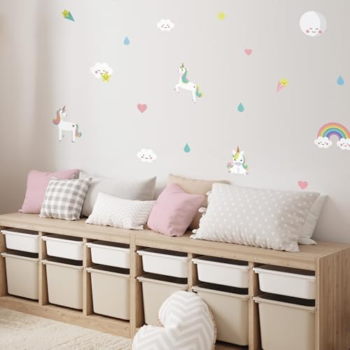 Unicorn Wall Decals for Kids - Easy to Apply Removable