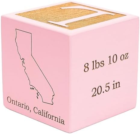 Palmetto Wood Shop Baby Birth Block - Personalized USA Made 3 Sizes Colors