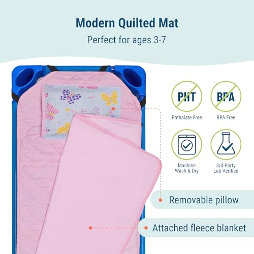 Wildkin Modern Kids Nap Mat with Pillow and Elastic Straps - Butterfly Garden