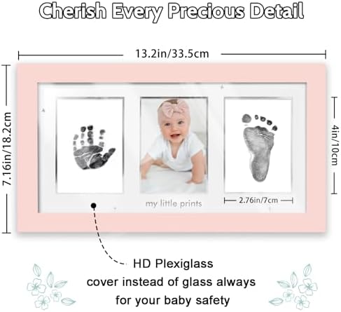 Pink Baby Handprint Footprint Frame with Stamps