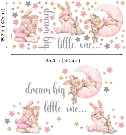 Pink Bunny Wall Decals for Baby Girl Room