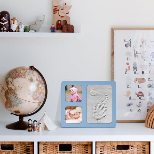 Baby Handprint Footprint Kit with Blue 4x6 Clay Frame