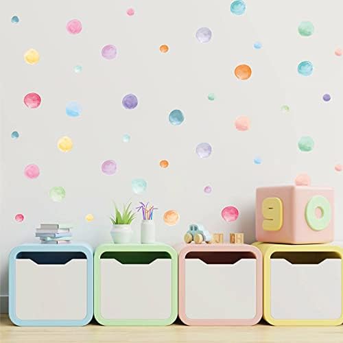 123 Pcs Pastel Polka Dot Wall Stickers Multicolor Circle Decor for Nursery and Kids Room