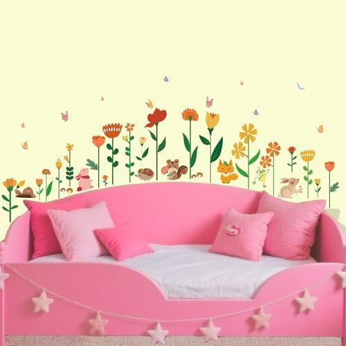 Colorful Flowers Wall Stickers for Girls Room