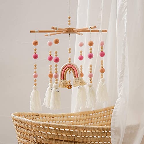 Baby 2In1 Mobile Set - Pink Felt and Wood