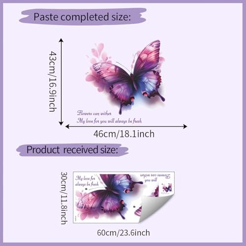 Purple Butterfly Wall Stickers Removable Vinyl Decals
