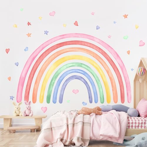 77 x 47 Rainbow Wall Decals for Kids Bedroom Playroom Classroom