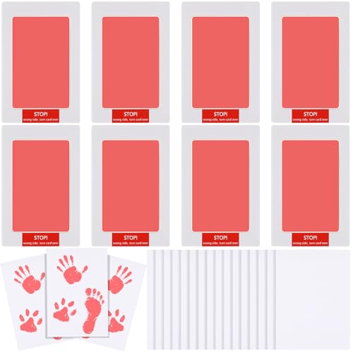 Jetec 8 Inkless Baby Footprint and Handprint Kit with Imprint Cards Pink
