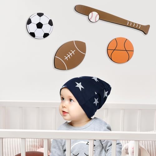 4 Pcs Wooden Sports Wall Art for Boys Room Decor