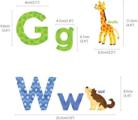 DECOWALL DS8-1608 Watercolor Animal Alphabet Wall Stickers
