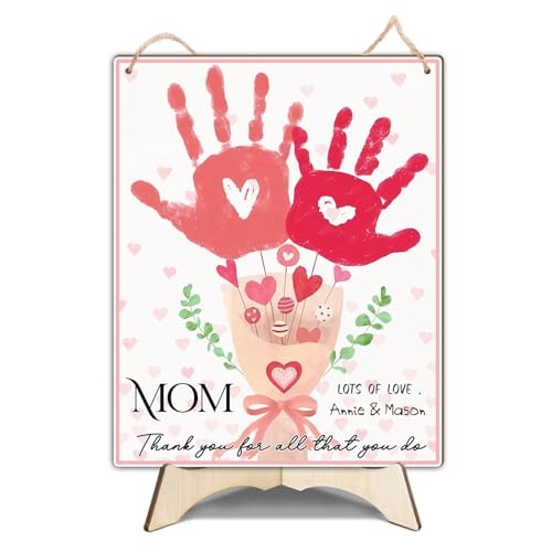 Mom Pink Floral Bouquet DIY Handprint Art Craft Keepsake